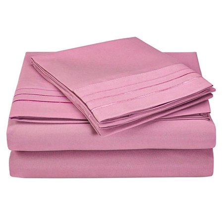 LUXOR TREASURES Luxor Treasures-Executive 3000 MF3000CKSH 3LPK Executive 3000 Series California King Sheet Set; Solid; 3 Line Embroidery - Pink MF3000CKSH 3LPK